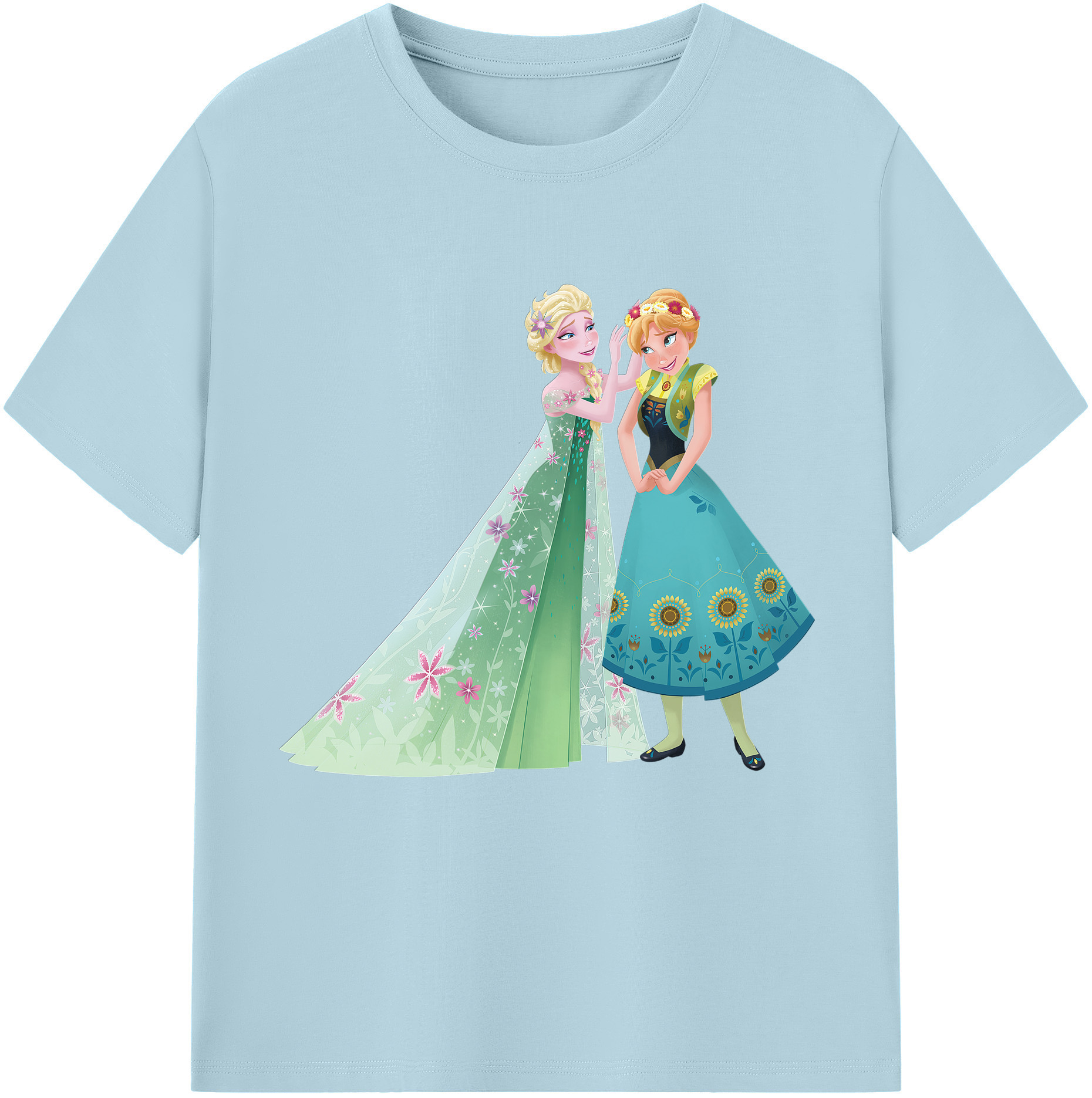 （画像用） アナと雪の女王 アンナ エルサ Frozen Anna Elsa 綿100％半袖Tシャツ（フロントプリント）
